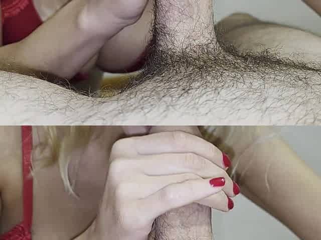 Huge Cumshot in Bra Cups, After Amazing Blowjob and Titjob