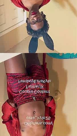 Ebony sissy Femboy disrobes for u on Halloween . Pair content on twitter:FemboyEzraKyle