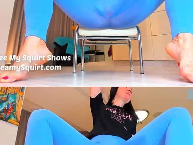 Big Booty wife Soaks Her Yoga Pants In Creamy Squirt