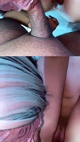 Amateur three-some hawt wife eats her ally's cunt creampie
