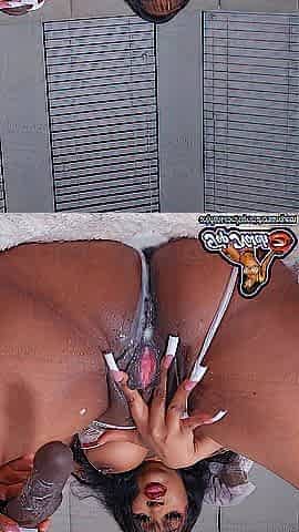 Black widens creamy vagina and talk smutty