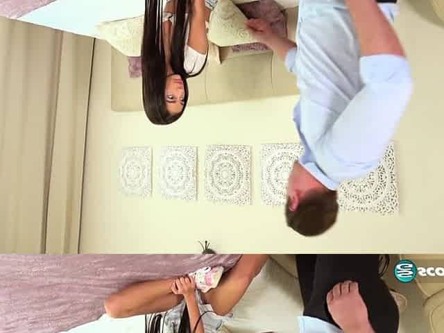 Bad gal Kama Oxi uses her skinny body, small titties and soaked cunt to tempt a much old dude.