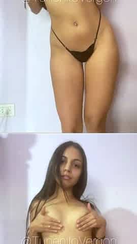 SEXY BRUNETTE does a hot dance while showing off her