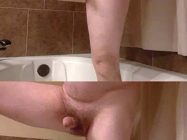 Pissing with morning wood