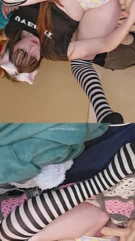 girl fucks herself with cat ears and long dildo