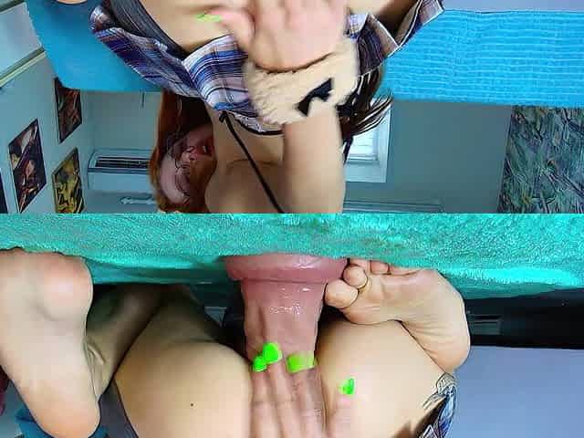 A huge dildo is shoved into a tight ass
