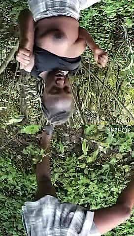 Black teen gives lots of squirts in the bush