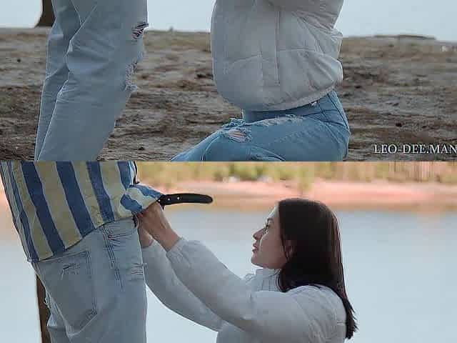 Risky Fellatio On The Beach For A Ally