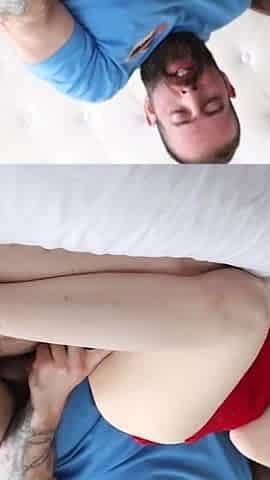 Stepson Sneaks in Stepmoms Bed and Fucks Her - Big Creampie