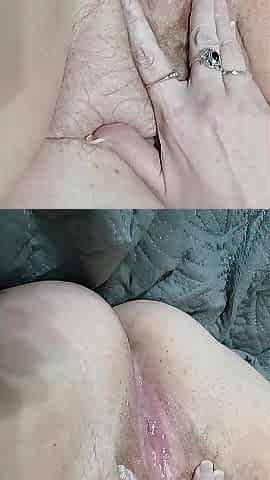 Chubby Curly Snatch Trickling Cum Tasting and Playing With Cum