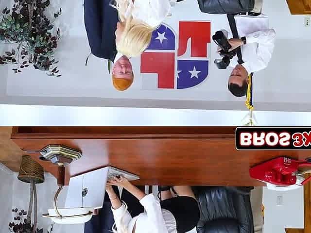 Golden-haired Latin babe Takes a Hard Anal Pounding on the Presidential Desk