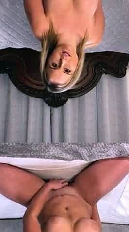 Blonde with big boobs fucked from behind before tit wanking