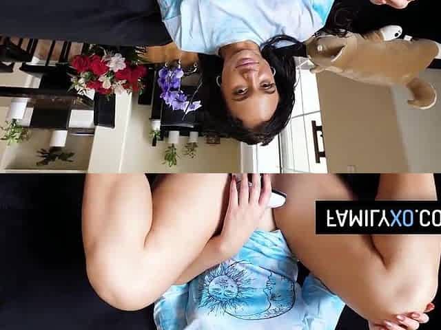 Large booty lalin girl gets massive creampie from her stepfather