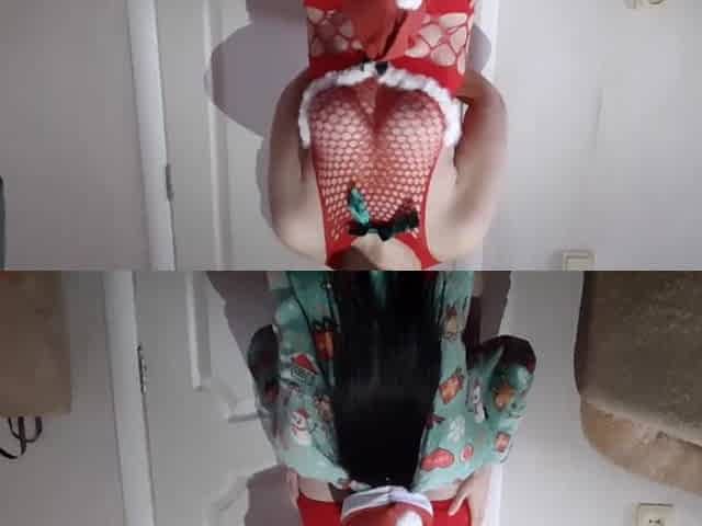 On Christmas Eve, at a suit party, the Snow Maiden screwed her elf in the throat
