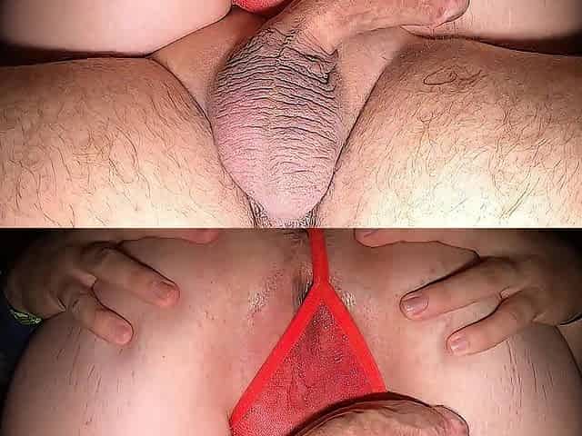 Bang Creamy Vagina Close Up with Creampie - In red Pantie