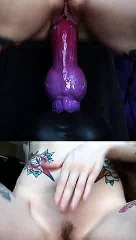 Solo busty mature masturbating with a big sex toy