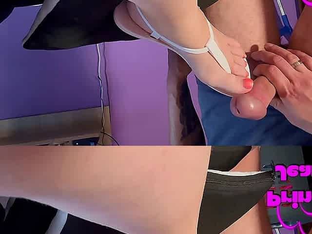 Amateur Footjob Cumshot Nice Shoes Sexy Feet