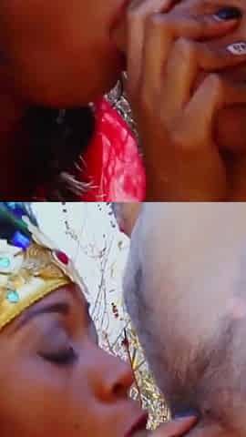 Outdoors Yasmine Deleon ebony skin sucks and fucks a cock that makes him cum