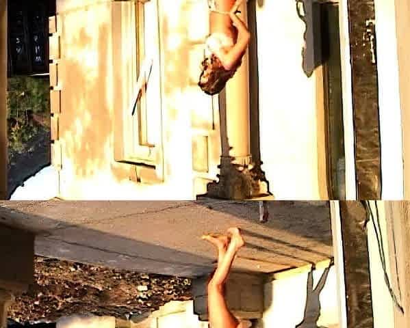 Blonde pussy fucked in close up in outdoor group sex
