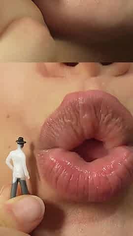 Giantess Stepsister Bubble Gum Trap Tiny Man Caught in Sticky Bubble
