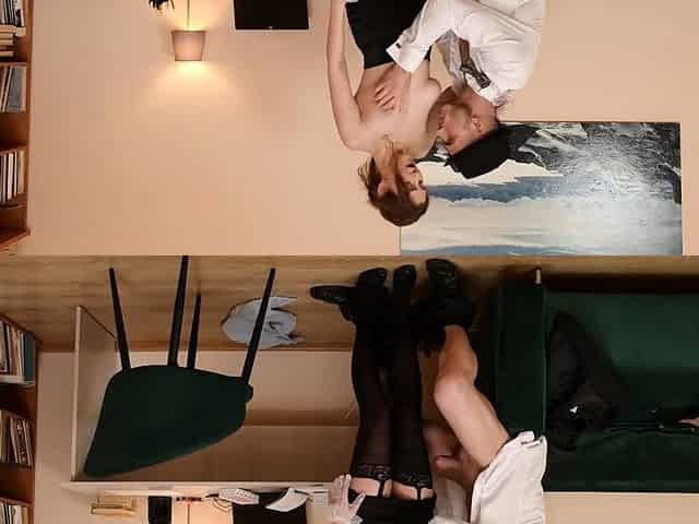 busty secretary gets all holes fucked by her boss