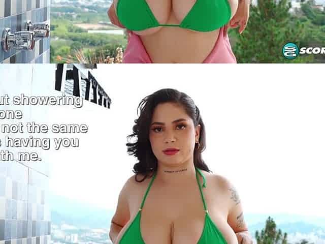 Large Tit Kim Looks Outstanding In Her Green Bikini