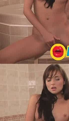 Young brunette loves to have anal dildo play in her bathroom