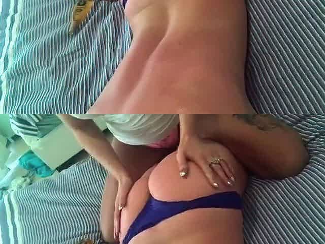 Amateur blonde babe masturbates on cam