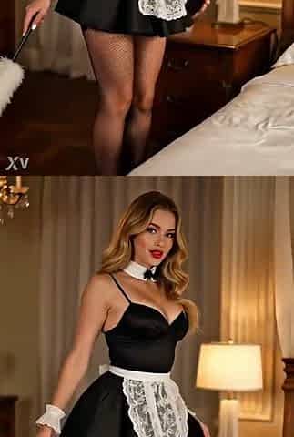 Wicked maid cleaning in a very provocative way - AI generated