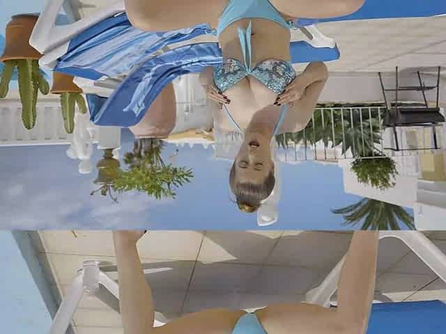 She Horny by the Pool and Is Visited by a Big Cock