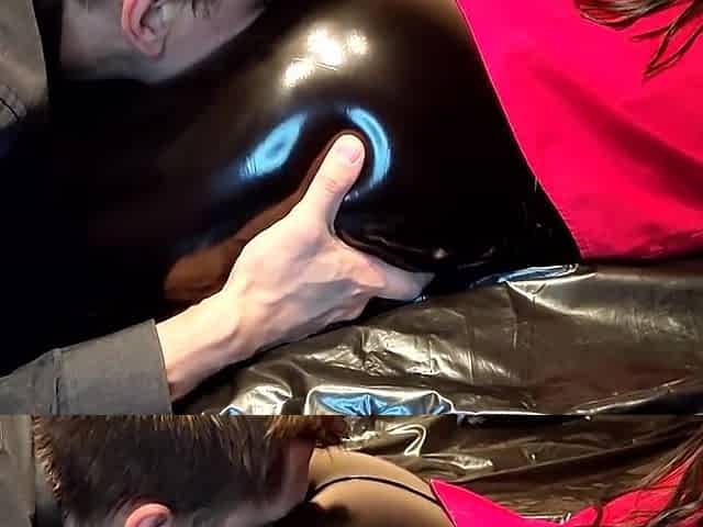 Fuck My Tight Pussy In Ripped Leather Wetlook Leggings