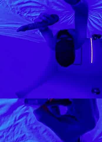 Legend gags down 11in tentacle vibrator in blacklight