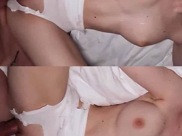 Amateur teen yam-sized jugs gasps on cock, raunchy sex,