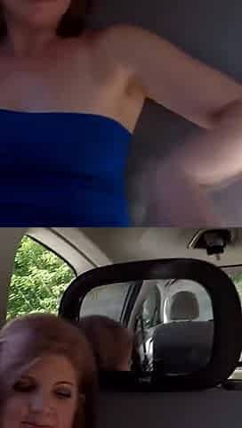 Solo Masturbation in Car Panties Stuffed in Pussy Dildo Fucking