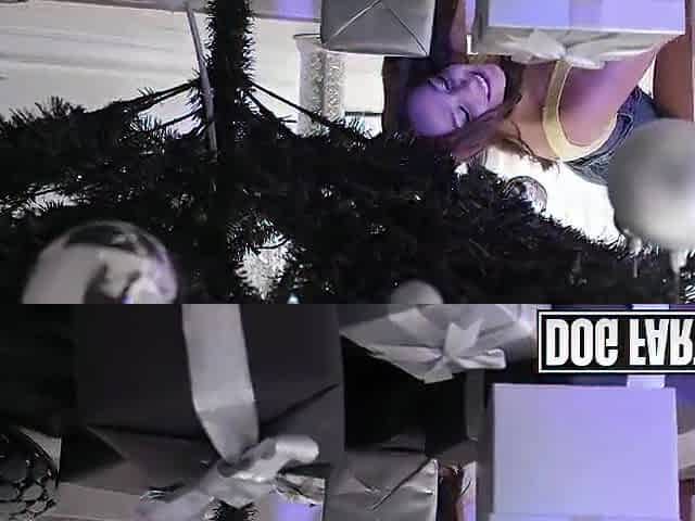 DOGFART - Breasty Rissa May Devours Stepdad's Huge Holiday Schlong
