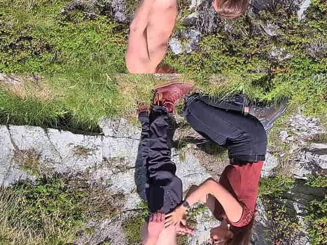 French Muscle Girl Sucks a Stranger's Big Cock Outdoors