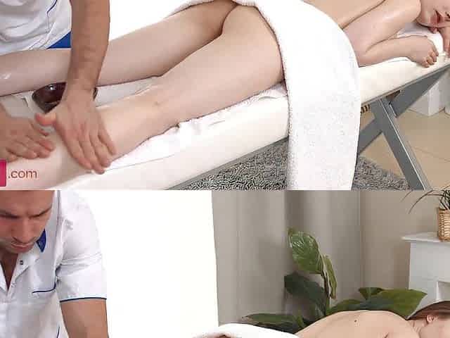 Skinny red-haired gets screwed in the butt by BF