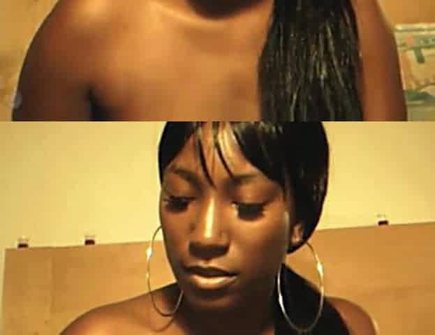 Vagina toying black teen pleasures herself