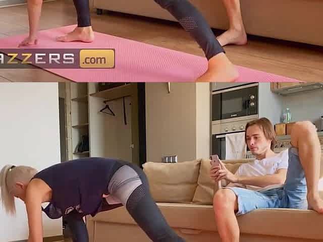 Concupiscent Playgirl Eva Elfie Is Doing Some Yoga In A Loose Blouse