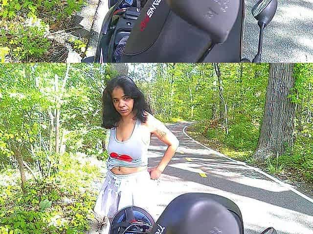 UP PETTICOAT POV BIKER FEMALE COSPLAY PUBLIC OUTSIDE PARK TRAIL