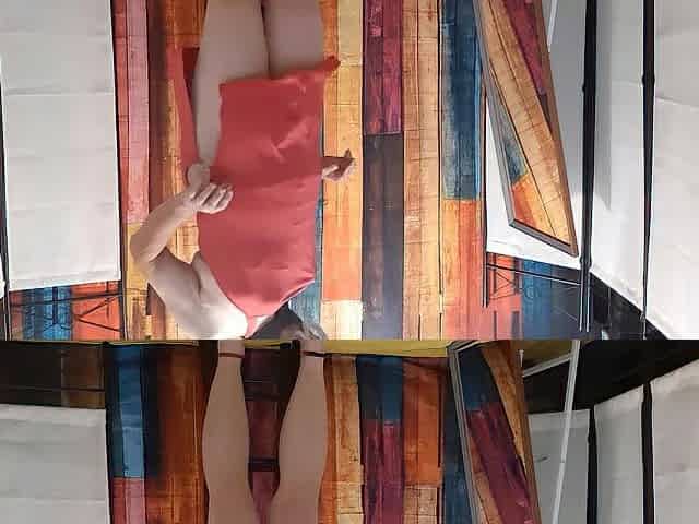 Masturbation in a blue corset and transparent nylons