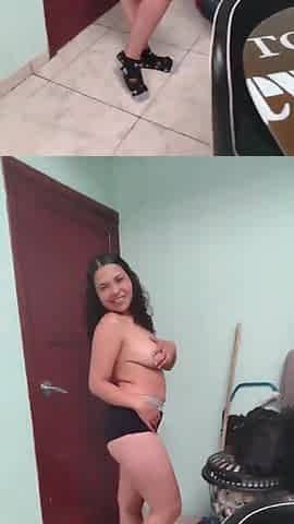 My excited girlfriend gets exposed in front of her mama