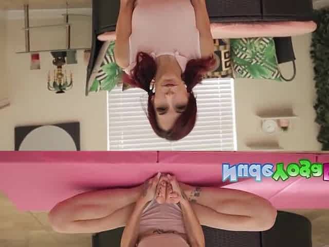 Hawt Redhead Scarlett Foxx Erotic Stripped Yoga and Masturbation