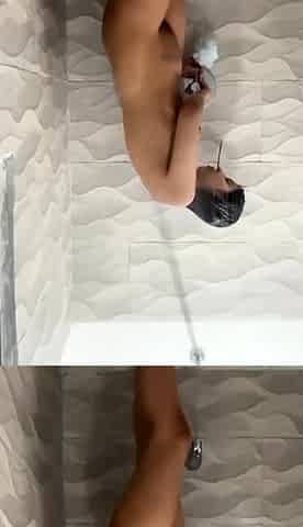 Hot ass brunette teen sucks stiff pecker under shower