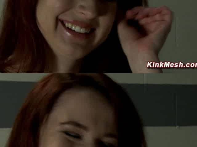 Hairy pussy ginger babe fucks machine