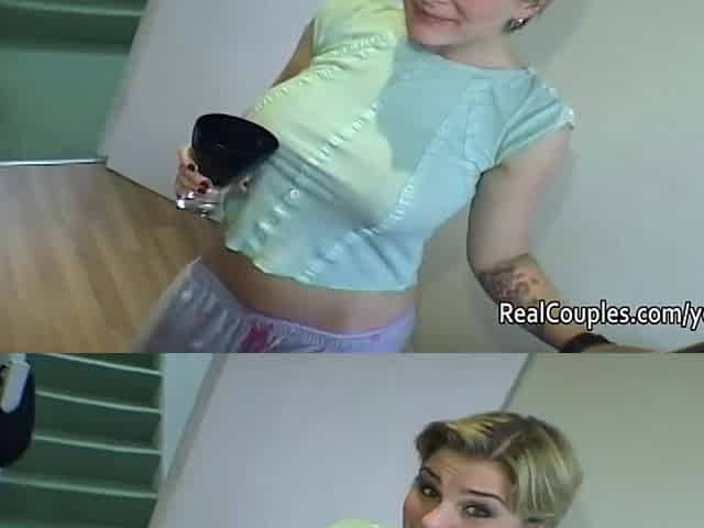 Bushy snatch girlfriend takes fast booty bang
