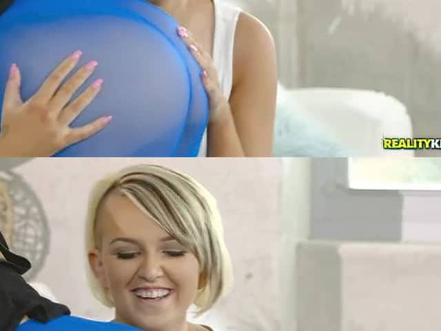 Two girls in ripped yoga pants eat each others pussies and lick anal holes