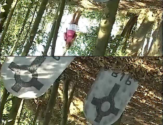 Cute Teen with Sexy Melons and Mini Petticoat in the Woods