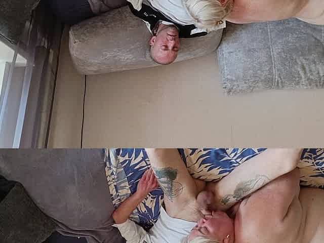 Deep Blowjob From a Neighbor with Sucking and Swallowing Hot Cum