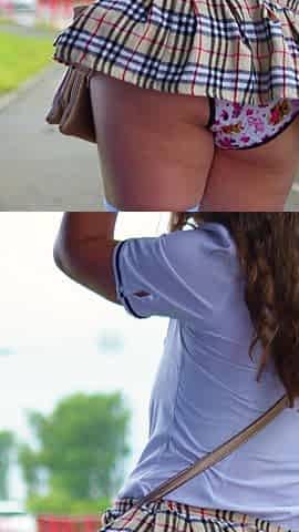 46- Anya in the Image of a Schoolgirl Is Waiting for Her Bus. Look Under Her Skirt! *4k 60fps